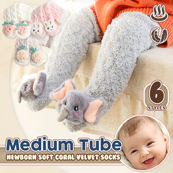 Medium Tube Newborn Soft Coral Velvet Socks